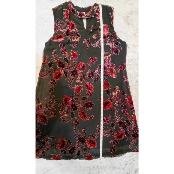 Luxology Multicolor Velvet Floral Overlay Choker Dress 8 Burnout - Picture 10 of 10